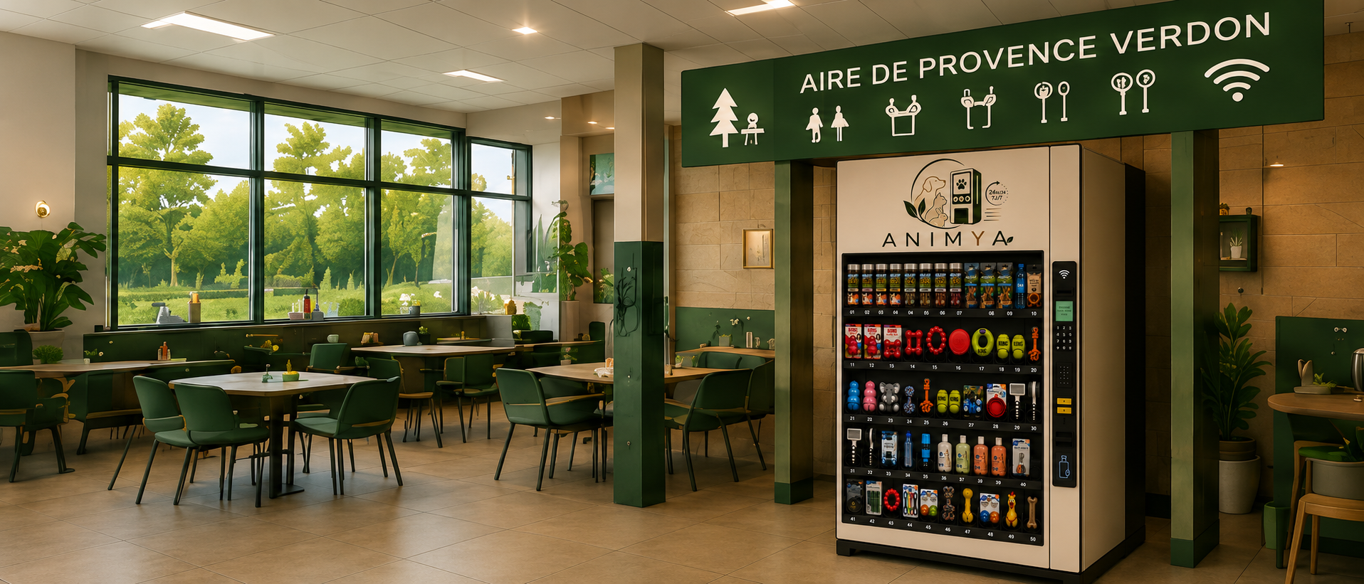Distributeur Animya sur l’aire de Provence Verdon